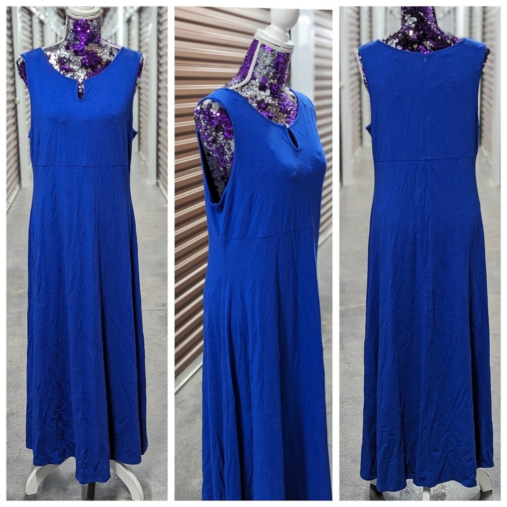 Minimalist Preppy‎ Capsule Chic Resortcore Lounge Midi Dress NWT Talbot's Blue L